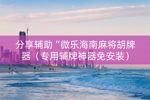 分享辅助“微乐海南麻将胡牌器（专用辅牌神器免安装）