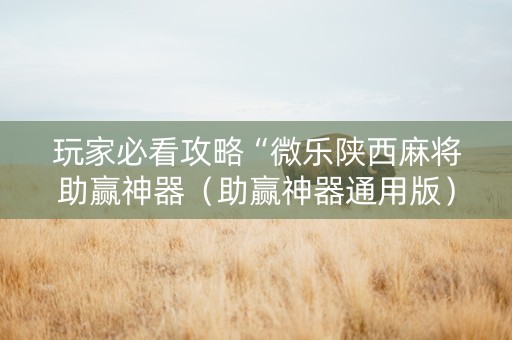 玩家必看攻略“微乐陕西麻将助赢神器（助赢神器通用版）