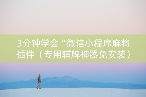 3分钟学会“微信小程序麻将插件（专用辅牌神器免安装）