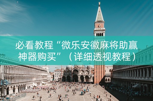 必看教程“微乐安徽麻将助赢神器购买”（详细透视教程）-哔哩哔哩