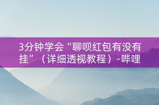 3分钟学会“聊呗红包有没有挂”（详细透视教程）-哔哩哔哩