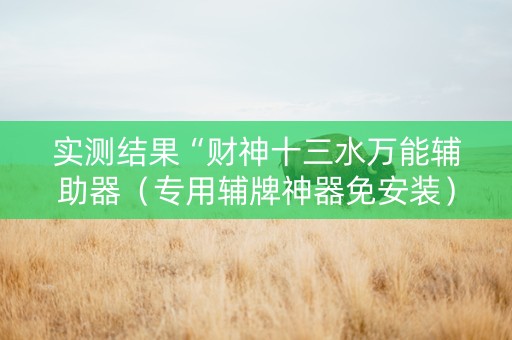实测结果“财神十三水万能辅助器（专用辅牌神器免安装）