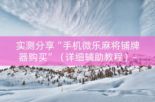 实测分享“手机微乐麻将铺牌器购买”（详细辅助教程）-哔哩哔哩