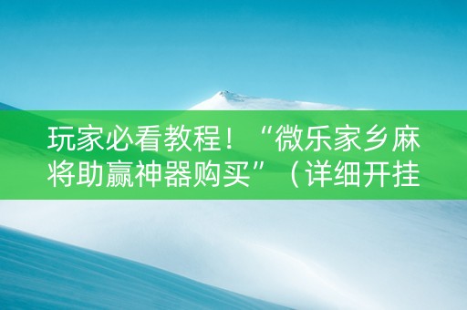 玩家必看教程！“微乐家乡麻将助赢神器购买”（详细开挂教程）-哔哩哔哩