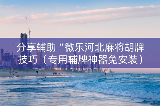 分享辅助“微乐河北麻将胡牌技巧（专用辅牌神器免安装）