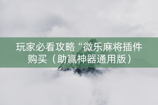 玩家必看攻略“微乐麻将插件购买（助赢神器通用版）