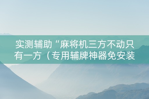实测辅助“麻将机三方不动只有一方（专用辅牌神器免安装）