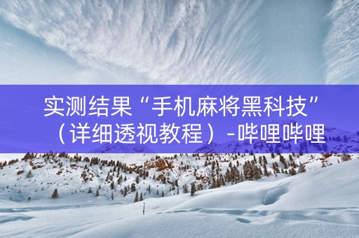 实测结果“手机麻将黑科技”（详细透视教程）-哔哩哔哩