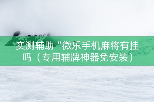 实测辅助“微乐手机麻将有挂吗（专用辅牌神器免安装）