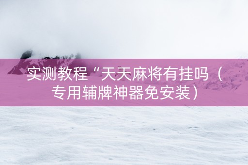 实测教程“天天麻将有挂吗（专用辅牌神器免安装）