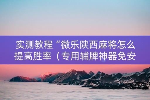 实测教程“微乐陕西麻将怎么提高胜率（专用辅牌神器免安装）