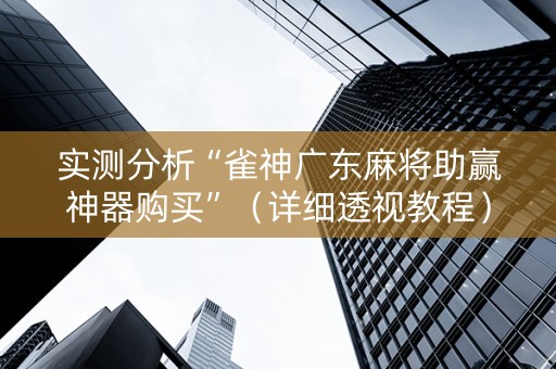 实测分析“雀神广东麻将助赢神器购买”（详细透视教程）-哔哩哔哩