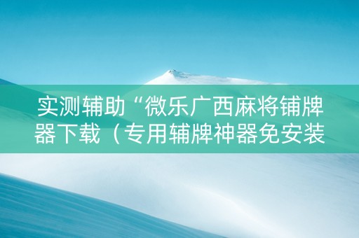 实测辅助“微乐广西麻将铺牌器下载（专用辅牌神器免安装）