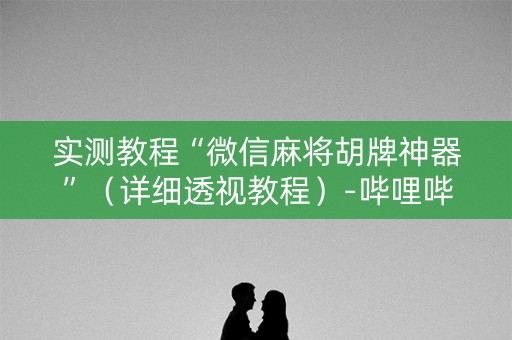 实测教程“微信麻将胡牌神器”（详细透视教程）-哔哩哔哩