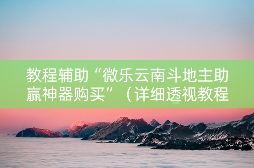 教程辅助“微乐云南斗地主助赢神器购买”（详细透视教程）-哔哩哔哩