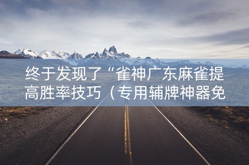 终于发现了“雀神广东麻雀提高胜率技巧（专用辅牌神器免安装）