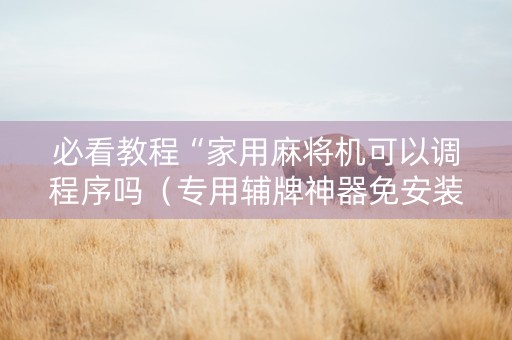 必看教程“家用麻将机可以调程序吗（专用辅牌神器免安装）