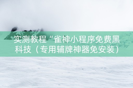 实测教程“雀神小程序免费黑科技（专用辅牌神器免安装）