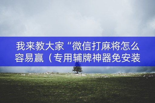 我来教大家“微信打麻将怎么容易赢（专用辅牌神器免安装）