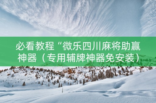 必看教程“微乐四川麻将助赢神器（专用辅牌神器免安装）