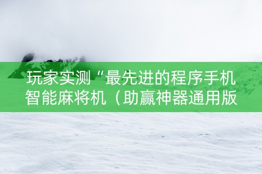 玩家实测“最先进的程序手机智能麻将机（助赢神器通用版）