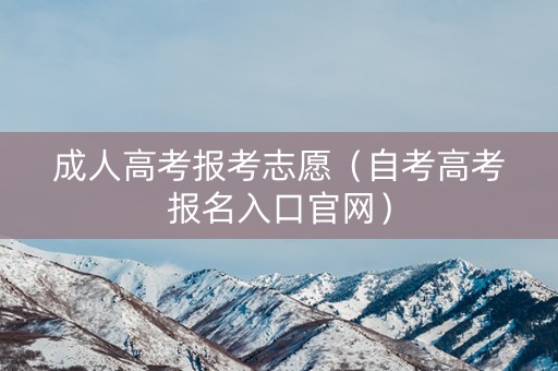 成人高考报考志愿（自考高考报名入口官网）