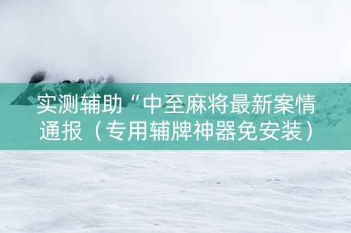 实测辅助“中至麻将最新案情通报（专用辅牌神器免安装）