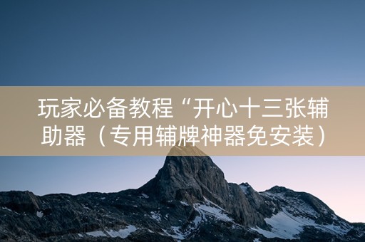玩家必备教程“开心十三张辅助器（专用辅牌神器免安装）