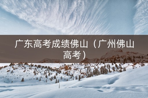 广东高考成绩佛山（广州佛山高考）