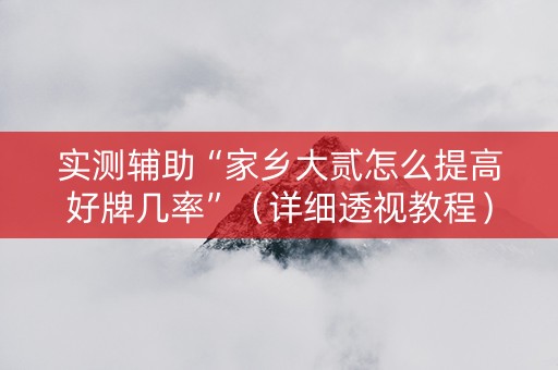 实测辅助“家乡大贰怎么提高好牌几率”（详细透视教程）-哔哩哔哩