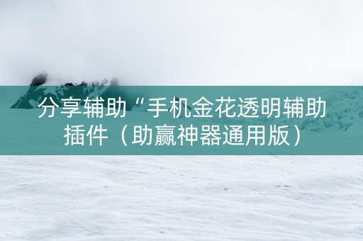 分享辅助“手机金花透明辅助插件（助赢神器通用版）