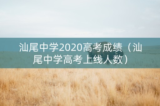 汕尾中学2020高考成绩（汕尾中学高考上线人数）
