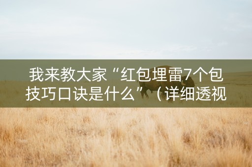 我来教大家“红包埋雷7个包技巧口诀是什么”（详细透视教程）-哔哩哔哩