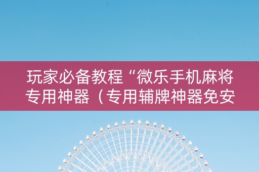 玩家必备教程“微乐手机麻将专用神器（专用辅牌神器免安装）