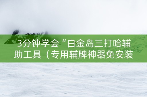 3分钟学会“白金岛三打哈辅助工具（专用辅牌神器免安装）