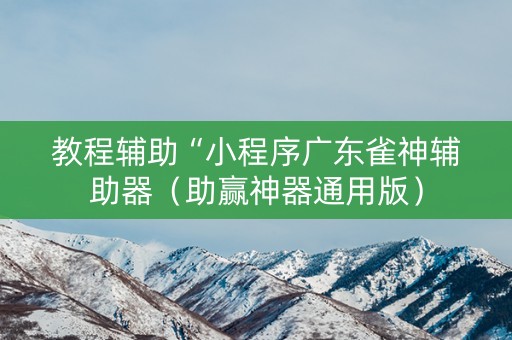 教程辅助“小程序广东雀神辅助器（助赢神器通用版）