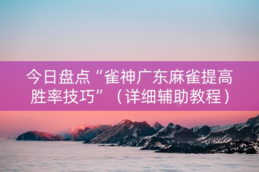 今日盘点“雀神广东麻雀提高胜率技巧”（详细辅助教程）-哔哩哔哩