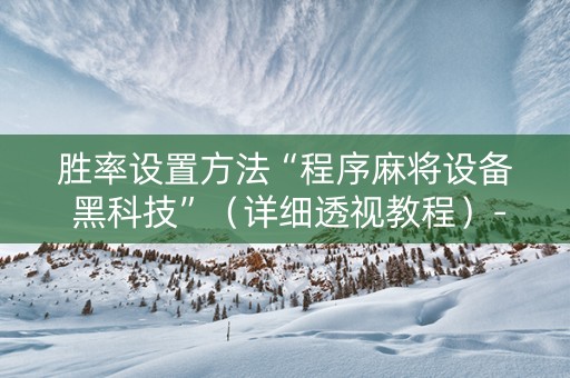 胜率设置方法“程序麻将设备 黑科技”（详细透视教程）-哔哩哔哩