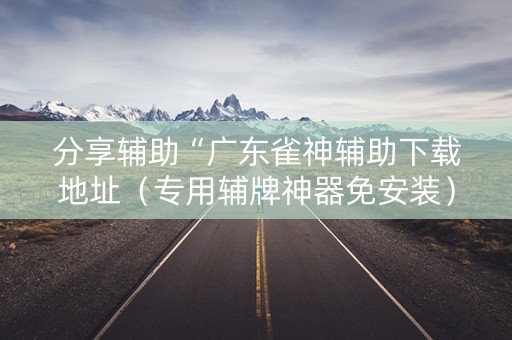 分享辅助“广东雀神辅助下载地址（专用辅牌神器免安装）