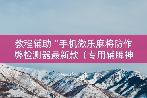 教程辅助“手机微乐麻将防作弊检测器最新款（专用辅牌神器免安装）
