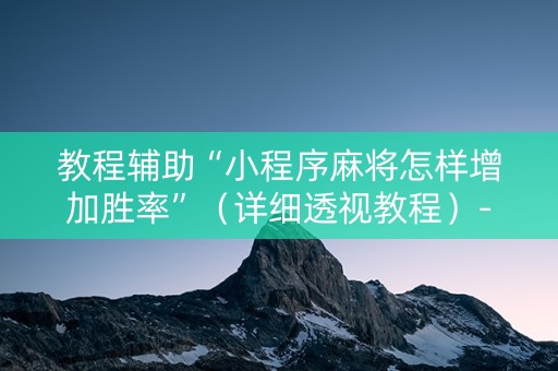 教程辅助“小程序麻将怎样增加胜率”（详细透视教程）-哔哩哔哩