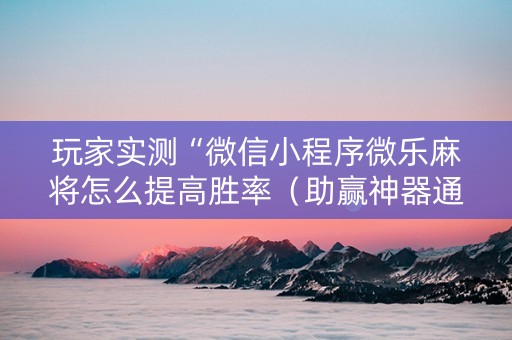 玩家实测“微信小程序微乐麻将怎么提高胜率（助赢神器通用版）