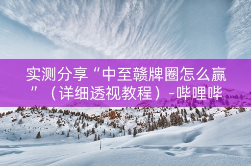 实测分享“中至赣牌圈怎么赢”（详细透视教程）-哔哩哔哩