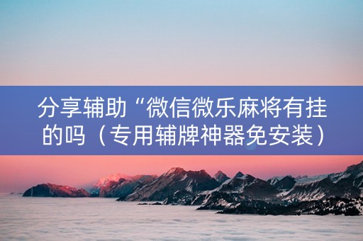 分享辅助“微信微乐麻将有挂的吗（专用辅牌神器免安装）