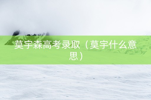 莫宇森高考录取（莫宇什么意思）