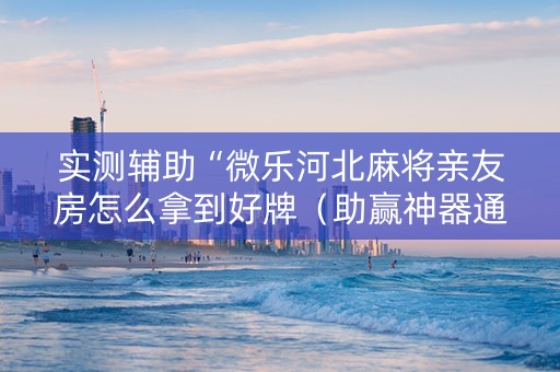 实测辅助“微乐河北麻将亲友房怎么拿到好牌（助赢神器通用版）