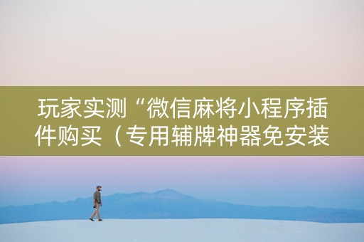 玩家实测“微信麻将小程序插件购买（专用辅牌神器免安装）