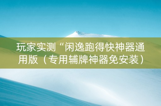 玩家实测“闲逸跑得快神器通用版（专用辅牌神器免安装）
