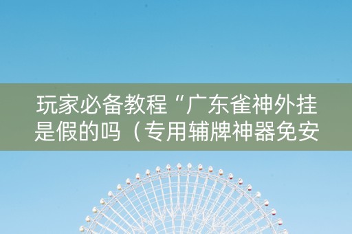 玩家必备教程“广东雀神外挂是假的吗（专用辅牌神器免安装）