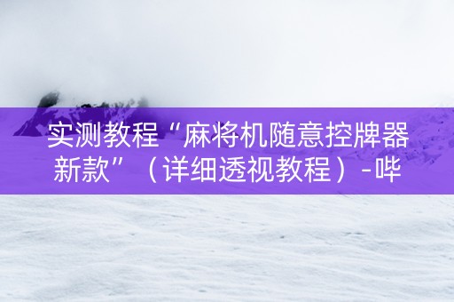 实测教程“麻将机随意控牌器新款”（详细透视教程）-哔哩哔哩